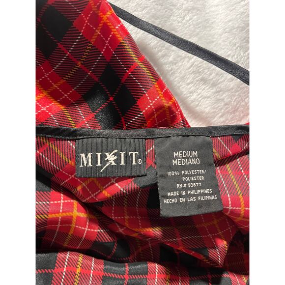 Red Plaid Satin Cami Top Size Medium Y2K Grunge Punk Spaghetti Strap - Picture 8 of 8